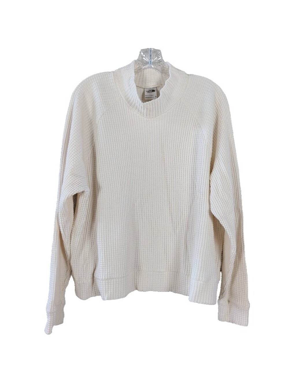 The North Face Sweater Womens XL White Waffle Knit Mock Neck Casual Pullover